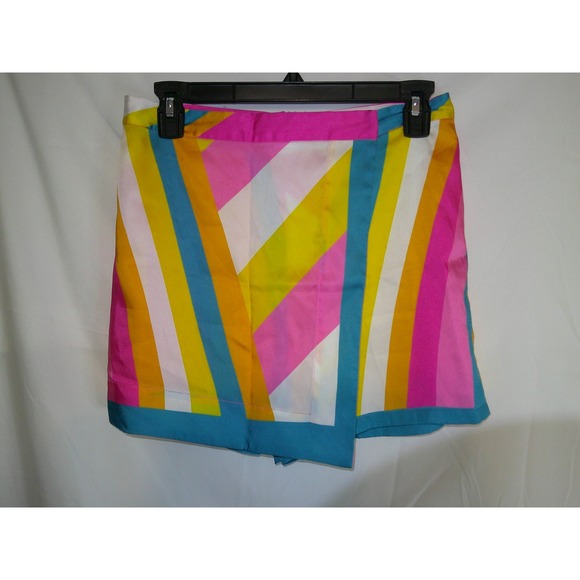 Julie Brown NYC Pants - Julie Brown‎ NYC Geometric Stripe Skort Women Size 2 Pink Yellow Blue